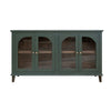 Nove 71 Inch Sideboard Console w Arch Glass Doors Green Pine Wood Bronze By Casagear Home BM319319