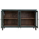 Nove 71 Inch Sideboard Console w Arch Glass Doors Green Pine Wood Bronze By Casagear Home BM319319