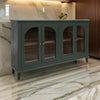 Nove 71 Inch Sideboard Console w Arch Glass Doors, Green Pine Wood, Bronze By Casagear Home