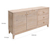 Izya 59 Inch Sideboard Console 2 Doors Natural Fluted Solid Pine Wood By Casagear Home BM319320