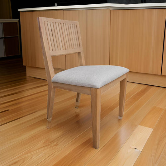 Izya Dining Side Chair Set of 2, Fluted, White Polyester, Brown Solid Wood By Casagear Home