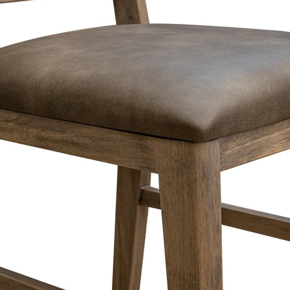 Gena Dining Side Chair Set of 2 Panel Backrest Brown Solid Mango Wood By Casagear Home BM319323