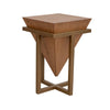 Goi Accent Table, 17 Inch Inverted Pyramid Triangle Wood Top, Brown Metal By Casagear Home