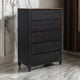 Pie Tall Dresser Chest with 5 Drawers, Black Brown Solid Mango Wood By Casagear Home