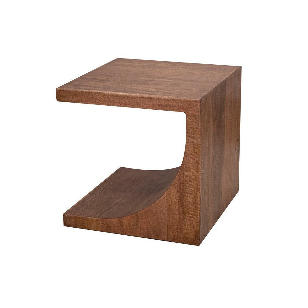 Okai Side End Table 24 Inch Tabletop C-Style Brown Solid Mango Wood By Casagear Home BM319327