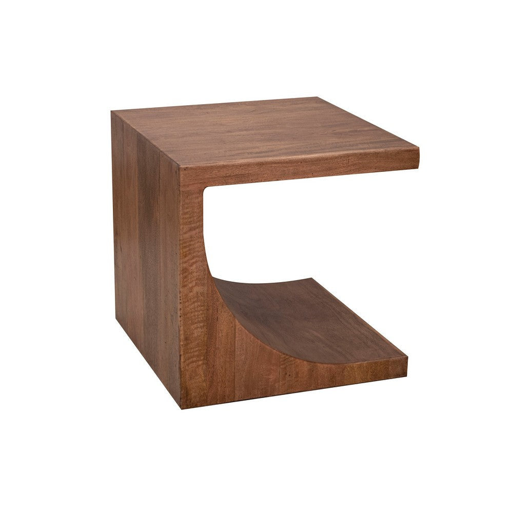 Okai Side End Table 24 Inch Tabletop C-Style Brown Solid Mango Wood By Casagear Home BM319327