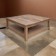 Umey Cocktail Coffee Table, 45 Inch Square w Bottom Shelf, Brown Solid Wood By Casagear Home
