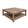 Umey Cocktail Coffee Table 45 Inch Square w Bottom Shelf Brown Solid Wood By Casagear Home BM319328
