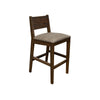 Loe 30 Inch Barstool Set of 2 Panel Back Gray Brown Solid Pine Wood By Casagear Home BM319332
