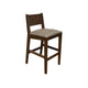 Loe 30 Inch Barstool Set of 2 Panel Back Gray Brown Solid Pine Wood By Casagear Home BM319332