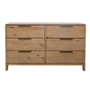Rosy Wide Dresser 6 Drawers Metal Handles Brown Solid Pine Wood Finish By Casagear Home BM319333