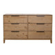 Rosy Wide Dresser 6 Drawers Metal Handles Brown Solid Pine Wood Finish By Casagear Home BM319333