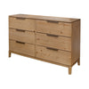 Rosy Wide Dresser 6 Drawers Metal Handles Brown Solid Pine Wood Finish By Casagear Home BM319333