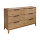 Rosy Wide Dresser 6 Drawers Metal Handles Brown Solid Pine Wood Finish By Casagear Home BM319333
