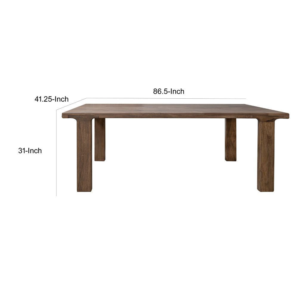 Okai Dining Table 87 Inch Rectangular Top Rustic Brown Solid Mango Wood By Casagear Home BM319338