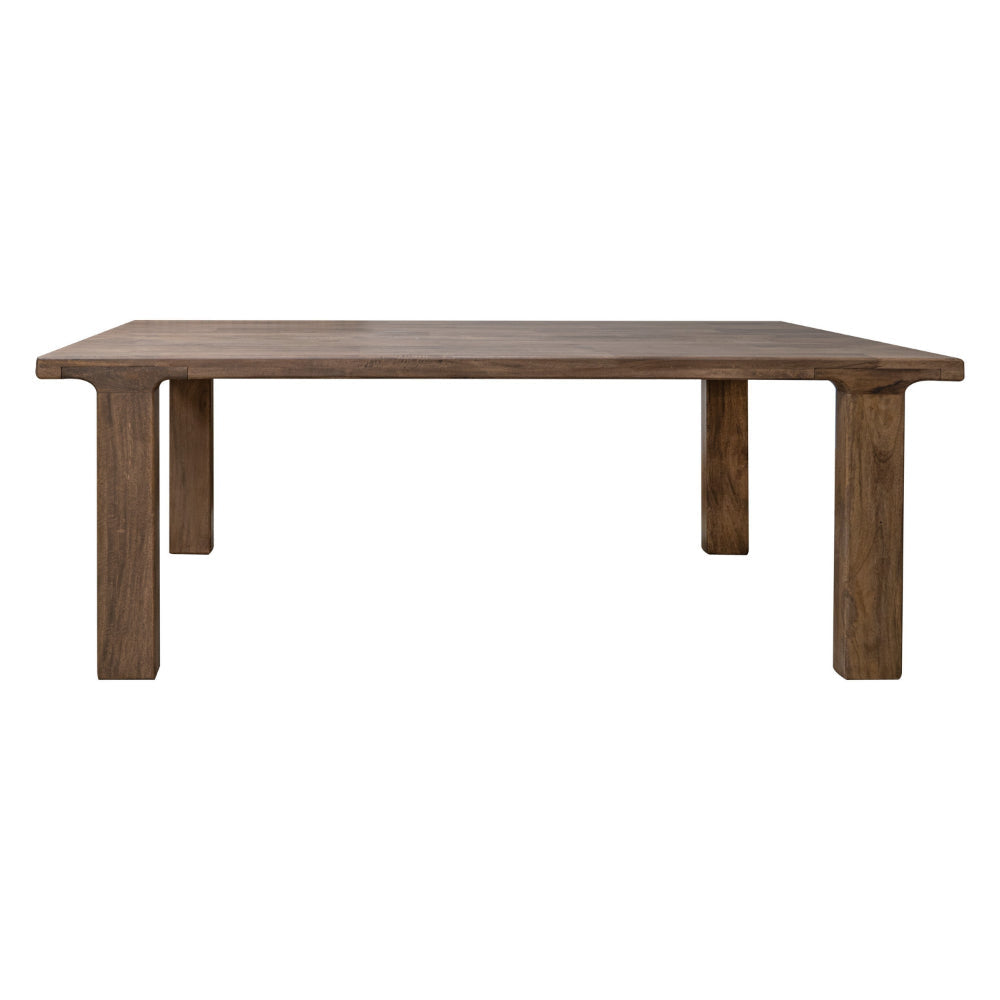 Okai Dining Table, 87 Inch Rectangular Top, Rustic Brown Solid Mango Wood By Casagear Home