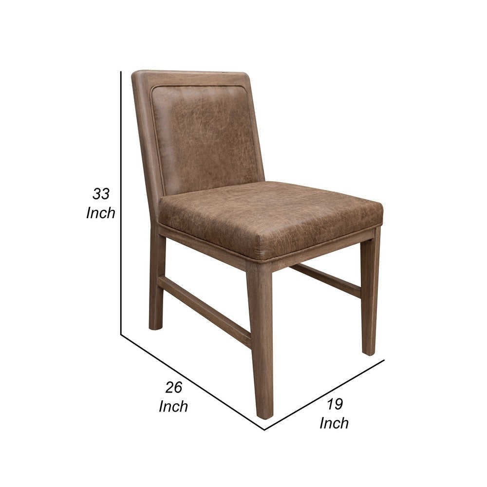 Okai Dining Side Chair Set of 2 Brown Upholstered Padded Solid Wood By Casagear Home BM319340