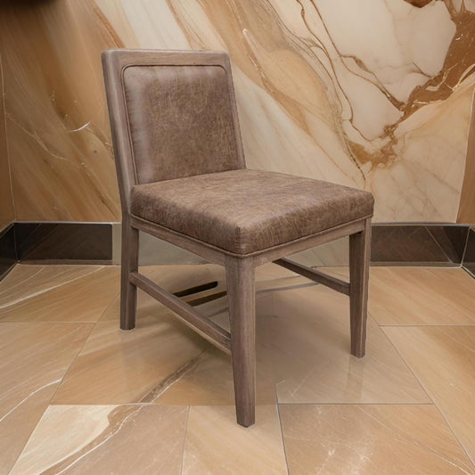 Okai Dining Side Chair Set of 2, Brown Upholstered Padded, Solid Wood By Casagear Home