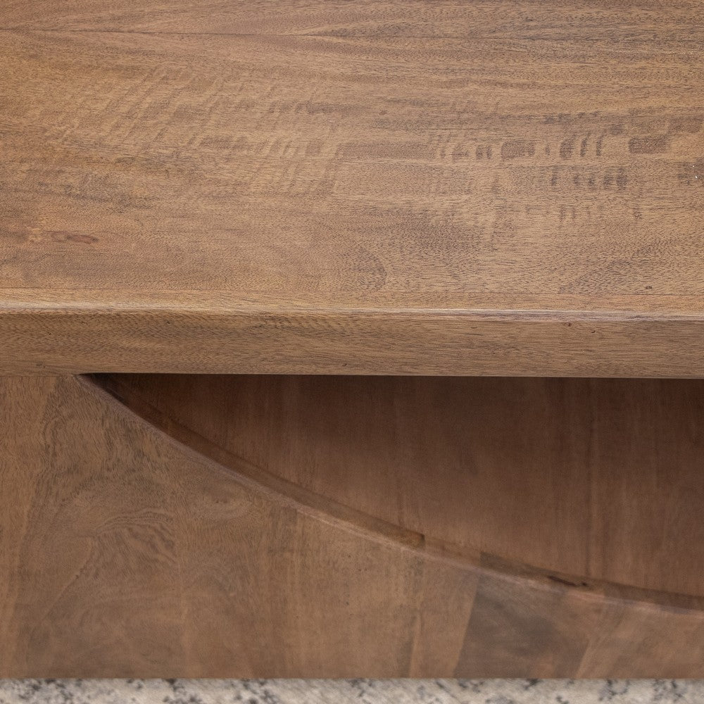 Okai Coffee Table with Arch Cutout 55 Inch Rectangular Brown Mango Wood By Casagear Home BM319341