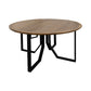 Rina Cocktail Coffee Table, 36 Inch Round Brown Solid Wood, Black Metal By Casagear Home