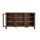 Olum 73 Inch Sideboard Console Glass Doors 2 Tiers Brown Solid Wood By Casagear Home BM319343
