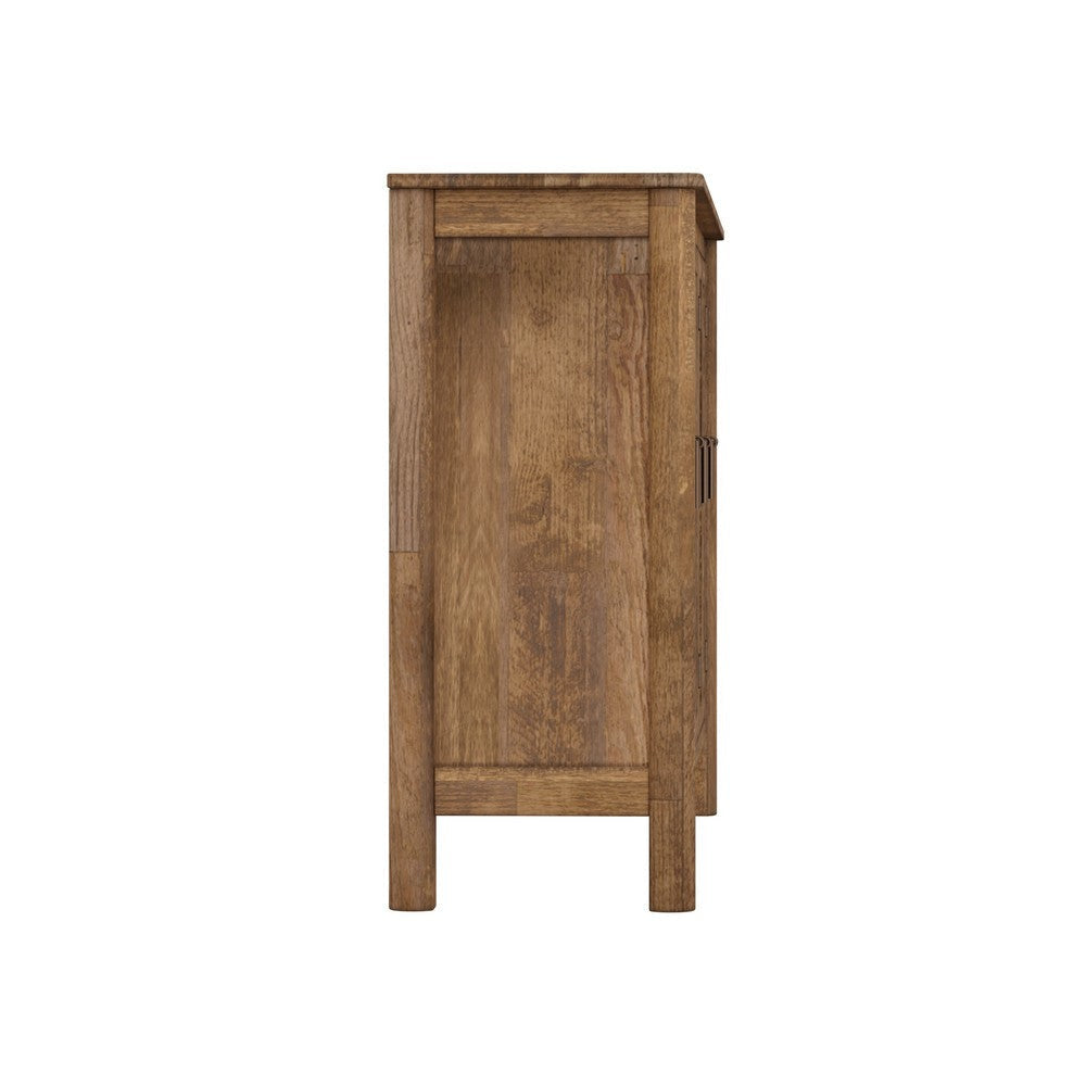 Olum 73 Inch Sideboard Console Glass Doors 2 Tiers Brown Solid Wood By Casagear Home BM319343