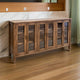 Olum 73 Inch Sideboard Console, Glass Doors, 2 Tiers, Brown Solid Wood By Casagear Home