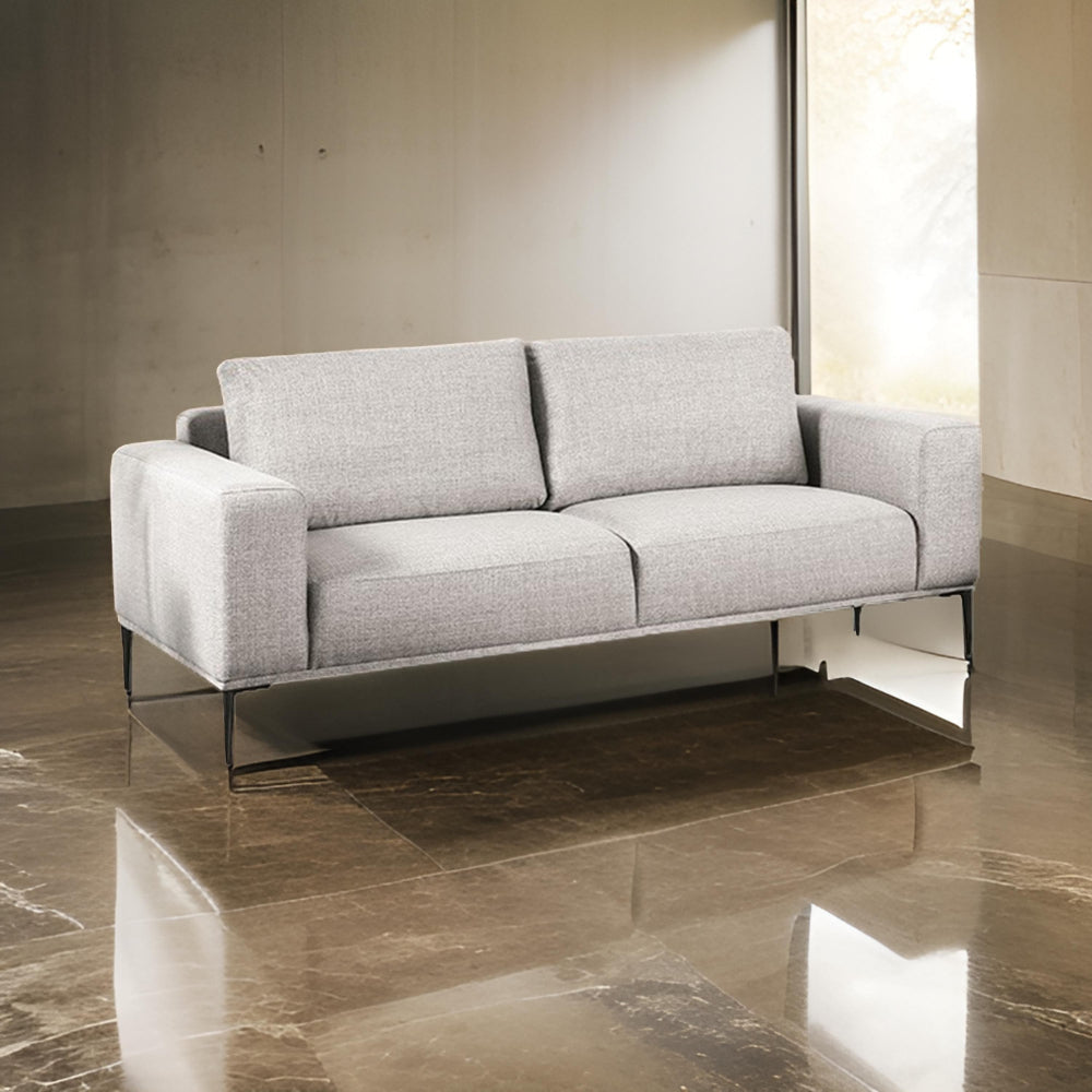 Kevin 2pc Sofa and Loveseat, Gray Chenille, Modern Track Arms, Solid Wood By Casagear Home