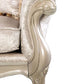 Paulo 71 Inch Loveseat Off White Fabric Carved Details Silver Solid Wood By Casagear Home BM319512