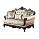 Vera Loveseat Tufted Beige Rolled Arms Cherry Brown Solid Wood 70 Inch By Casagear Home BM319514