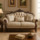 Vera Loveseat, Tufted Beige, Rolled Arms, Cherry Brown Solid Wood, 70 Inch By Casagear Home