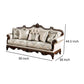 Vera 90 Inch Sofa Button Tufted Beige Rolled Arms Cherry Brown Solid Wood By Casagear Home BM319515