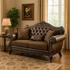 Sena Loveseat Faux Leather Rolled Arms Cherry Brown Solid Wood 74 Inch By Casagear Home BM319519