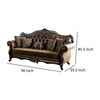 Sena 90 Inch Sofa Faux Leather Rolled Arms Cherry Brown Solid Wood By Casagear Home BM319520