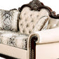 Catie 66 Inch Loveseat Beige Nailhead Trim Cherry Brown Solid Wood By Casagear Home BM319522