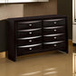 Simo Wide Dresser Spacious Top Metal Knobs 8 Drawers Black Solid Wood By Casagear Home BM319524