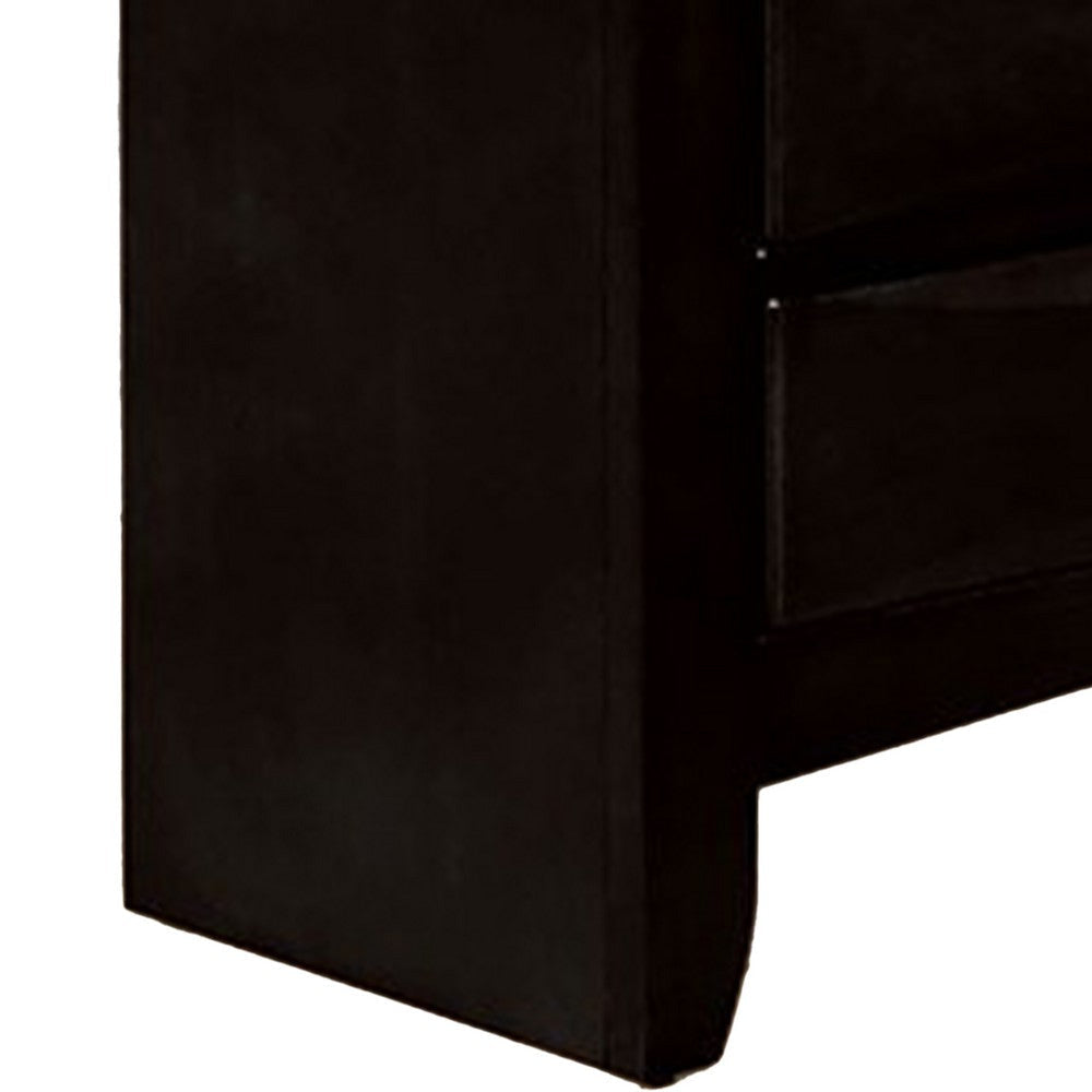 Simo Nightstand Spacious Top Metal Knobs 3 Drawers Black Solid Wood By Casagear Home BM319525