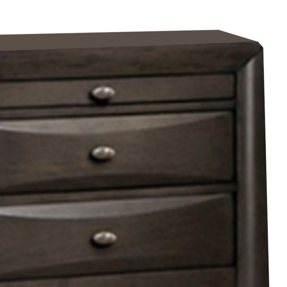 Simo Nightstand Spacious Top Metal Knobs 3 Drawers Gray Solid Wood By Casagear Home BM319529