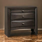 Simo Nightstand Spacious Top Metal Knobs 3 Drawers Gray Solid Wood By Casagear Home BM319529