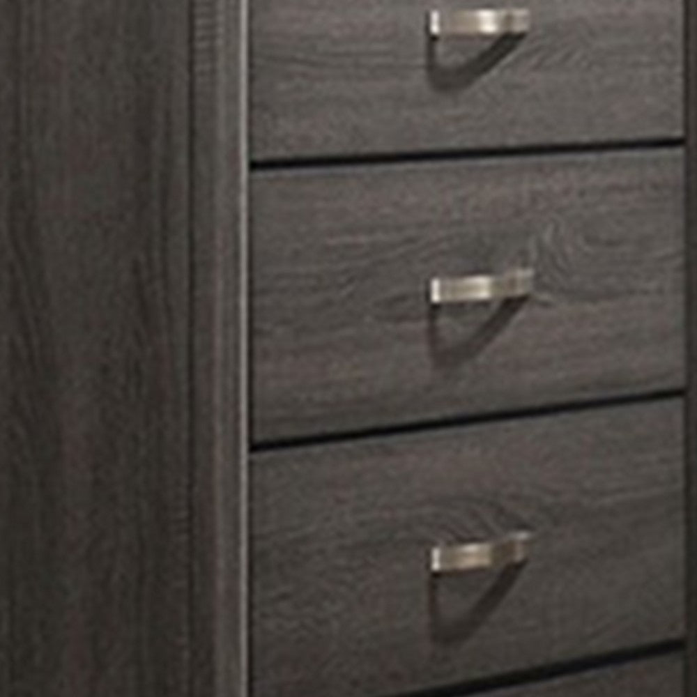 Erica Tall Dresser Chest 5 Drawers Gray Wood Finish Metal Handles By Casagear Home BM319530