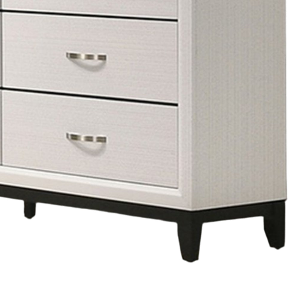 Erica Wide Dresser 6 Drawers Spacious Top White Wood Metal Handles By Casagear Home BM319536