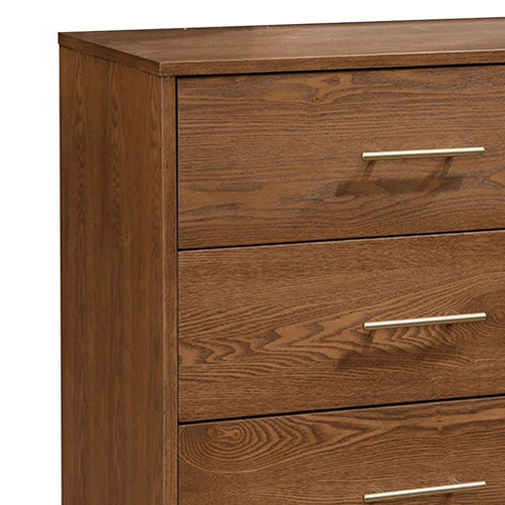 Roma 47 inch Wide Dresser 6 Drawers Nickel Handles Walnut Brown Wood By Casagear Home BM319543