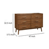 Roma 47 inch Wide Dresser 6 Drawers Nickel Handles Walnut Brown Wood By Casagear Home BM319543