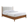 Carry Queen Bed, Beige Boucle Upholstered Headboard Walnut Brown Solid Wood By Casagear Home