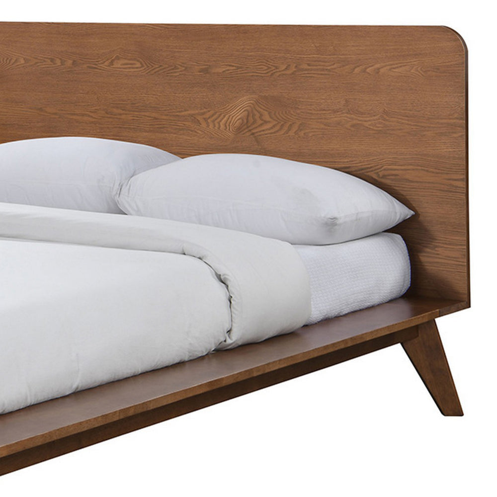 Stacy Queen Size Platform Bed Panel Headboard Walnut Brown Solid Wood By Casagear Home BM319547