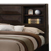 Costa Queen Bed w Bookcase Headboard 2 Storage Drawers Dark Brown Wood By Casagear Home BM319550