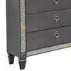 Laine Wide Dresser 6 Drawers Crystal Like Acrylic Trim Gray Solid Wood By Casagear Home BM319551