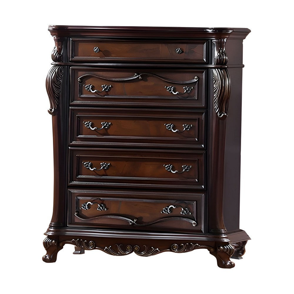 Venta Tall Dresser Chest 5 Drawers Cherry Brown Solid Wood by Casagear Home BM319554