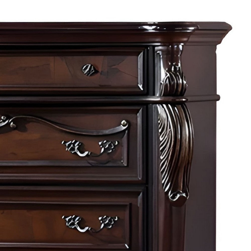 Venta Tall Dresser Chest 5 Drawers Cherry Brown Solid Wood by Casagear Home BM319554