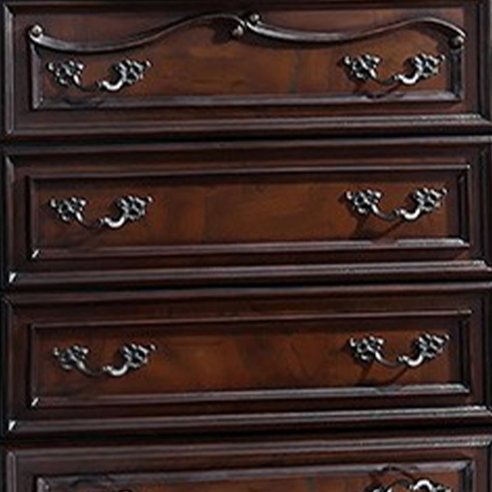 Venta Tall Dresser Chest 5 Drawers Carved Details Cherry Brown Solid Wood By Casagear Home BM319554